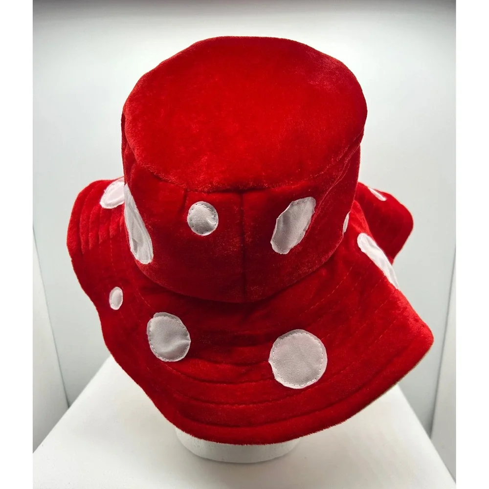 Spirit Halloween Red Mushroom Toadstool Polka Dot Velvet Hat Costume 01572940